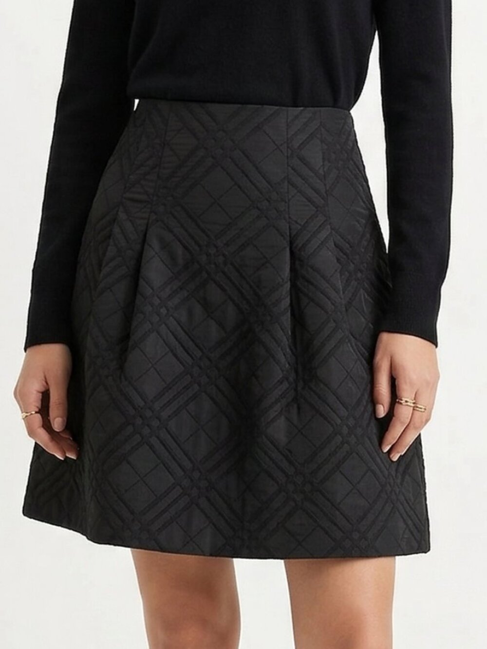 Talbots Skirt Black A-line Textured Lattice Goth Grunge Whimsigoth 6